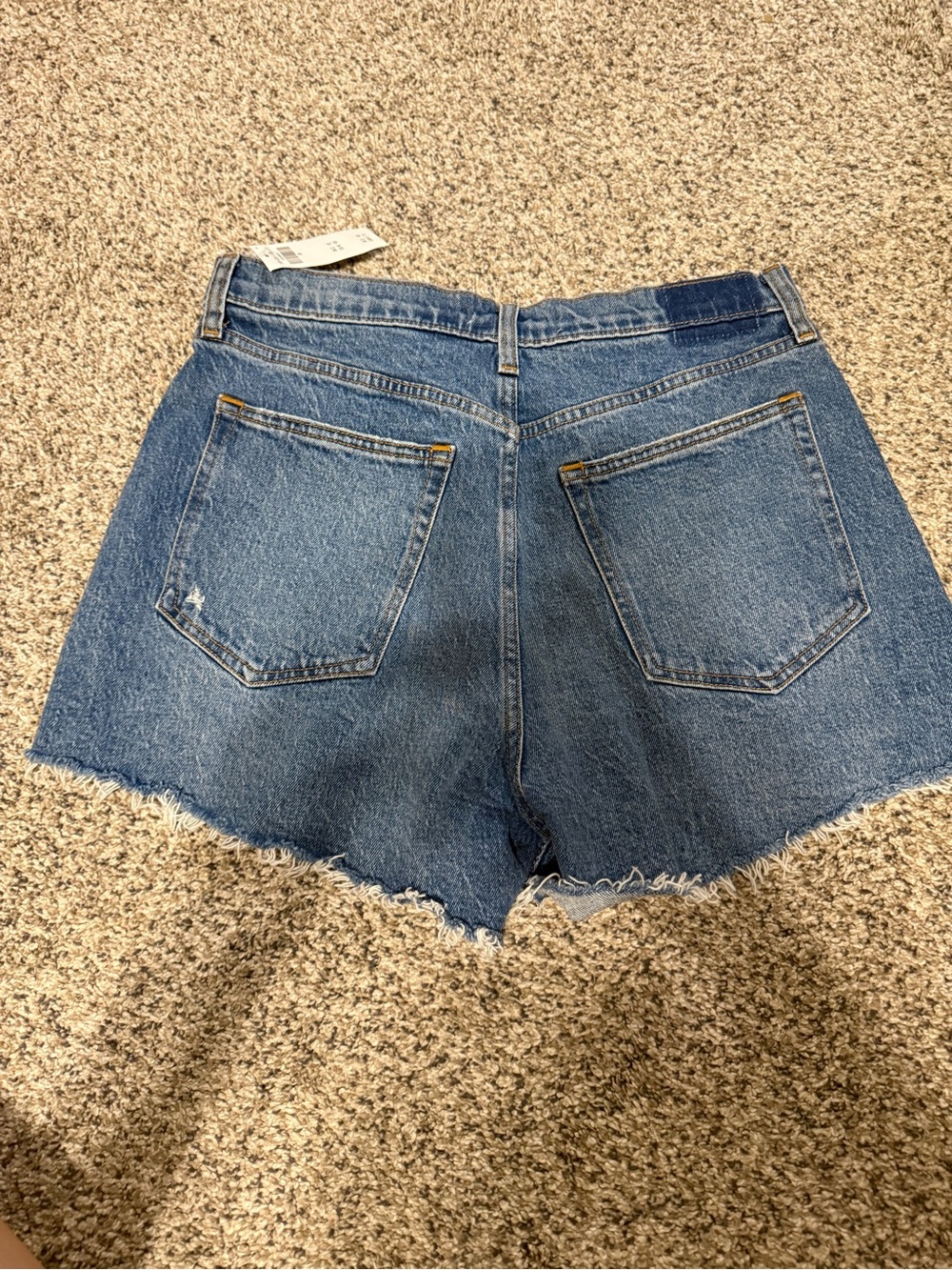 High-Rise Blue Denim Shorts - Picture 2 of 4